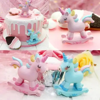 

Pink Blue Unicorn Party Cake Decoration Happy Birthday Party Flag Baby Children Party Decor Cake Decor