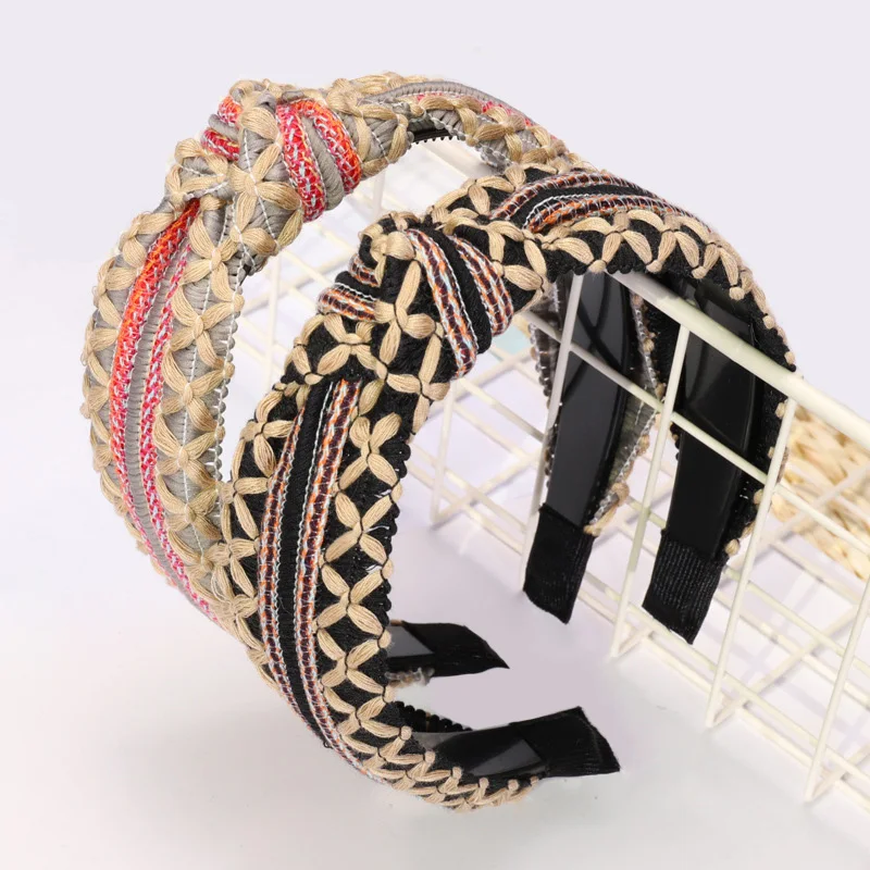 Разноцветные новые модные женские толстые шерстяные повязки для волос для девочек головная повязка с узлом на макушке Зимняя повязка корейские украшения для волос оптом