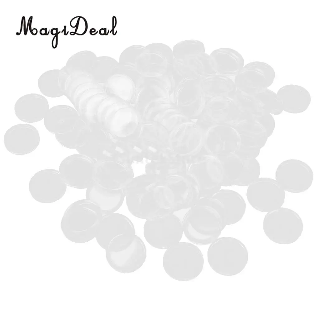 MagiDeal 100Pcs/Pack Clear Coin Capsules Containers Boxes Holders for Kids Children Novelty Toy Gift 21mm