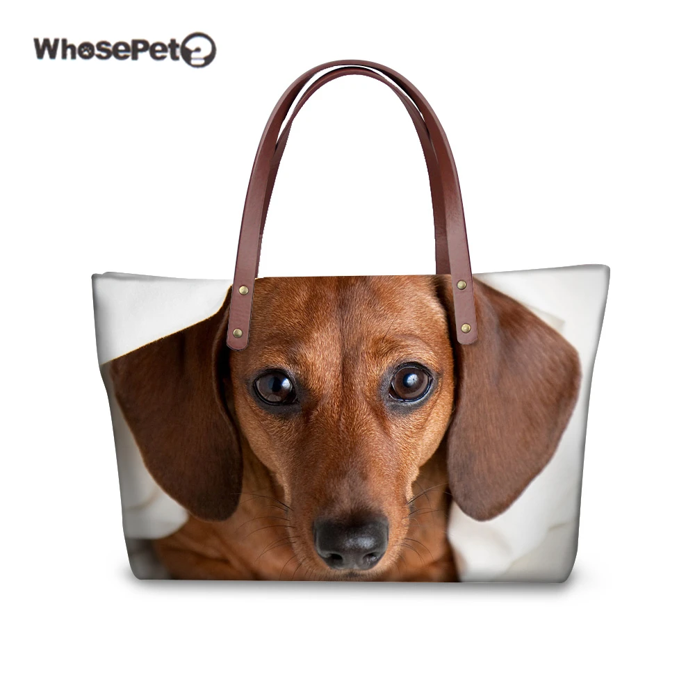 

WHOSEPET Beach Bag Handbag Shoulder Bags for Women Dachshund Schnauzer Pug Chihuahua Pattern Top-handle Bags Tote Hobo Hand Bags