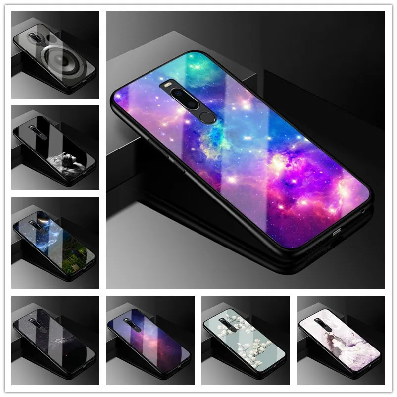 

For Meizu M8 Case 5.7 inch Glass Back Hard Phone Case For Meizu M8 Case M 8 Cover Tempered Soft Bumper Cartoon for meizum8 coque