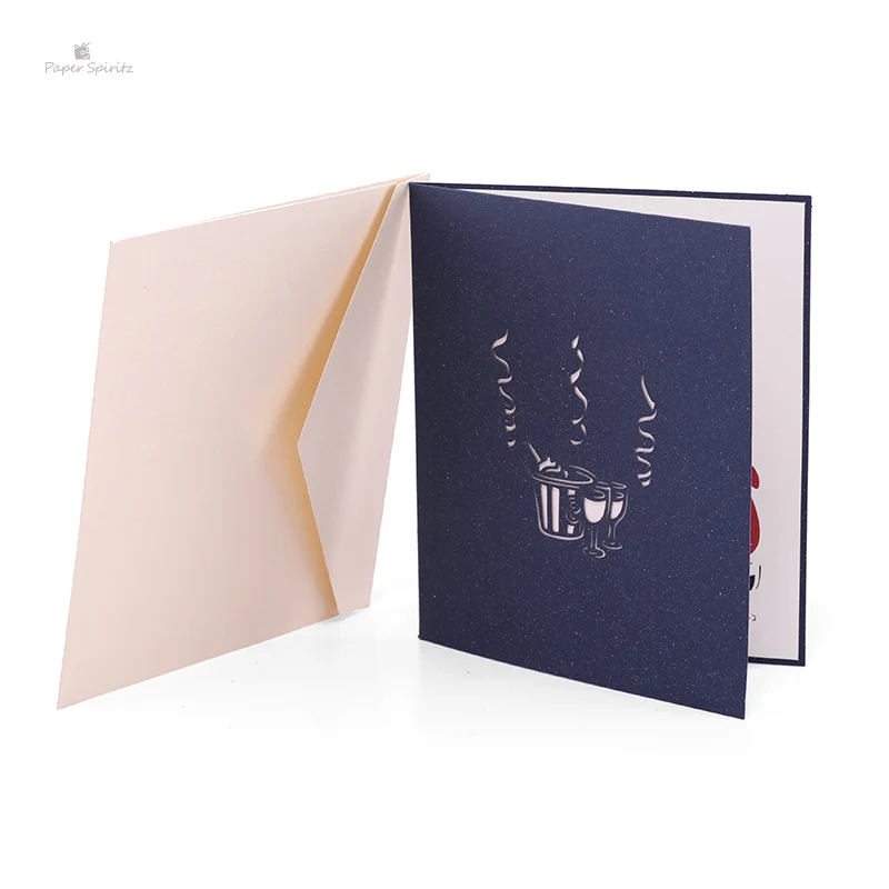  PAPER SPIRITZ Wine Cards 3d laser Cut Paper Pop Up Gift Card With Envelope Invitations Greeting Hap - 32895121399