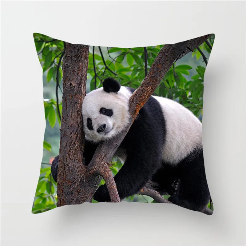

Fuwatacchi Sports Panda Printed Throw Pillows Cushion Cover Animal Pillow Cover Decorative Pillowcase for Home Sofa New 2019