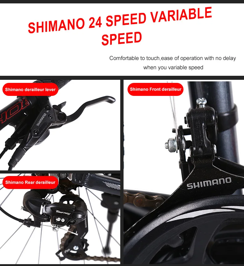 Phoenix 24 Speed Bicycle Mens Road Bike Aluminum Alloy Frame Cycling Double Disc Drake 26inch Racing Bicycle MTB Mountain Bike