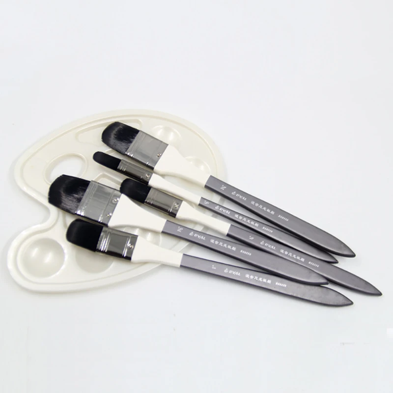 Escova de Nylon Escova de Pintura Preta de Alta Pintura a Óleo Pintura de Parede de Acrílico Forma de Avelã Pincel de Pintura Linha Qualidade 5 Pçs - Set Mew 7 nylon escova de pintura preta de Alta