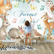 Пользовательские скандинавские современные обои в стиле минимализма ручной росписью маленькие животные Фотообои для детской комнаты обои для стен