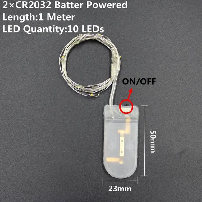 Светодиодный медный провод, батарея или управляемый через USB, Рождественское украшение для свадебной вечеринки, светодиодный светильник Guirlande Lumineuse - Испускаемый цвет: CR2032 Battery 1M