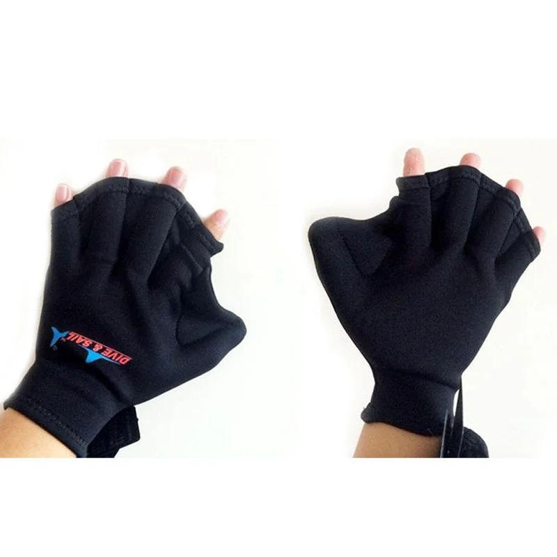 Hot 1 Pair Adult Diving Gloves Swimming Sphere Webbed Swim Gloves Surfing High Quality Sports Paddle Training Finger- Less Solid