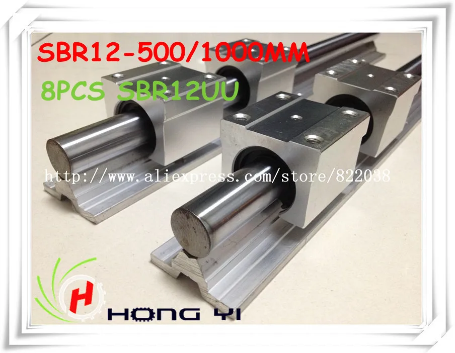 

4pcs SBR12 -L500mm + L1000mm Linear rails support+8pcs SBR12UU bearing blocks linear slide unit for CNC Linear