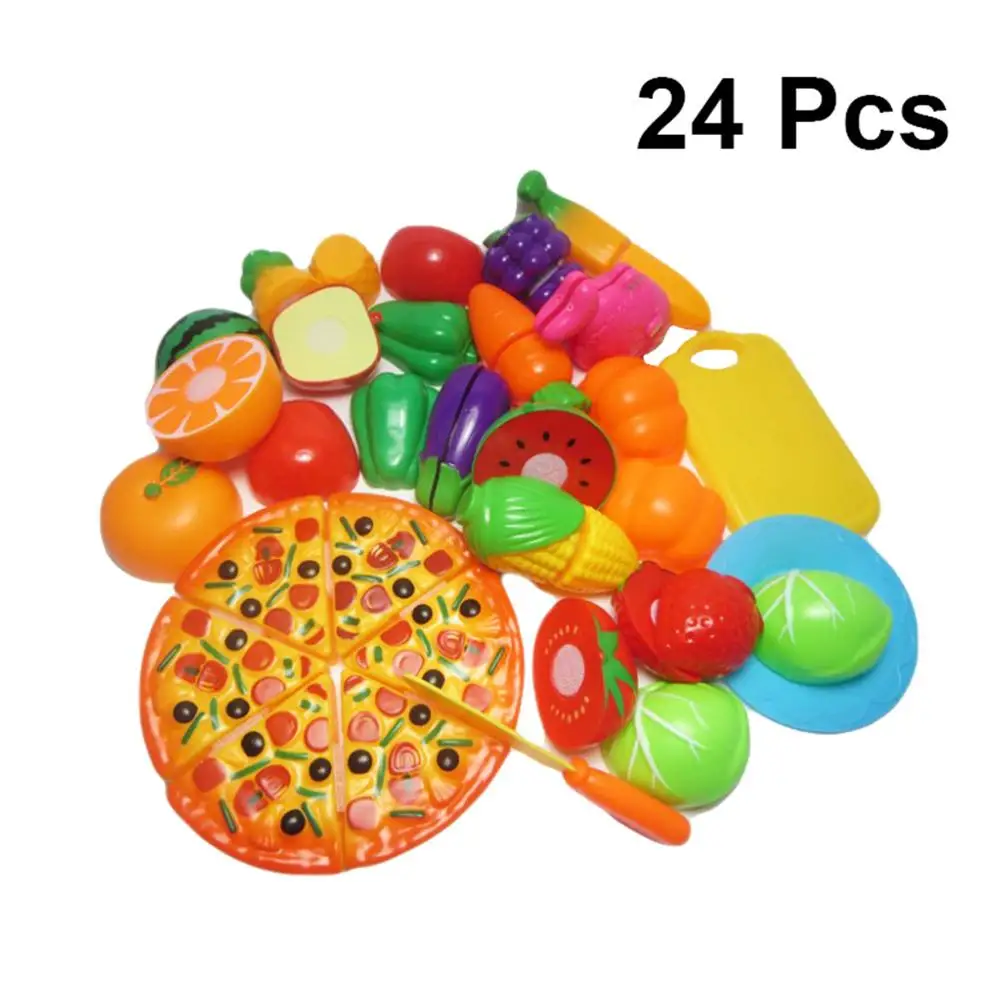 Ролевые игры, пластиковая игрушка для еды, резка фруктов, овощей, еда, ролевые игры для детей, Новое поступление - Цвет: 24pcs