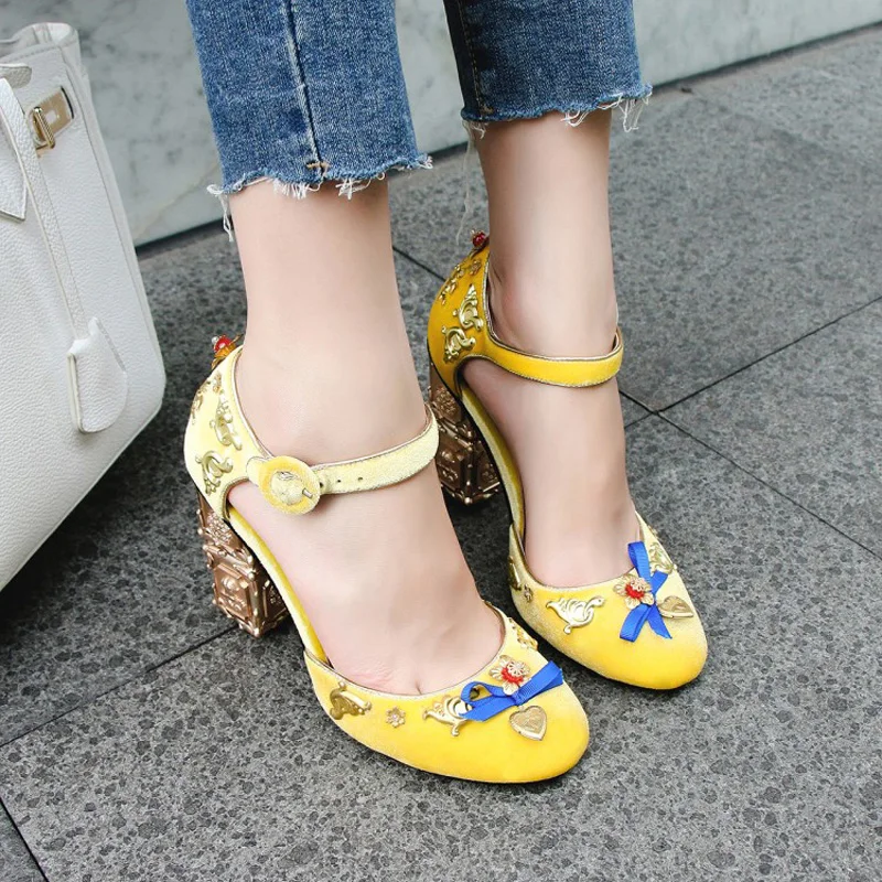 High Heels Women Pumps Two Piece Thick Heels Ladies Party Wedding Black Shoes Summer Ankle Strap Footwear Women Large Size 34-43 (13)