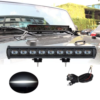 

90W 6D Single Row Waterproof Super Spot Bright Offroad Led Projector Light Bar for Off-road 4WD Truck ATV Sand rails, Cars