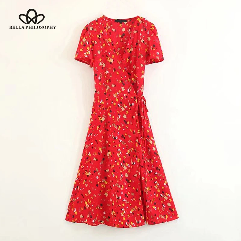 Wonder 2018 new summer autumn women sweet dress casual print loose mid calf female dress small floral puff sleeve dress