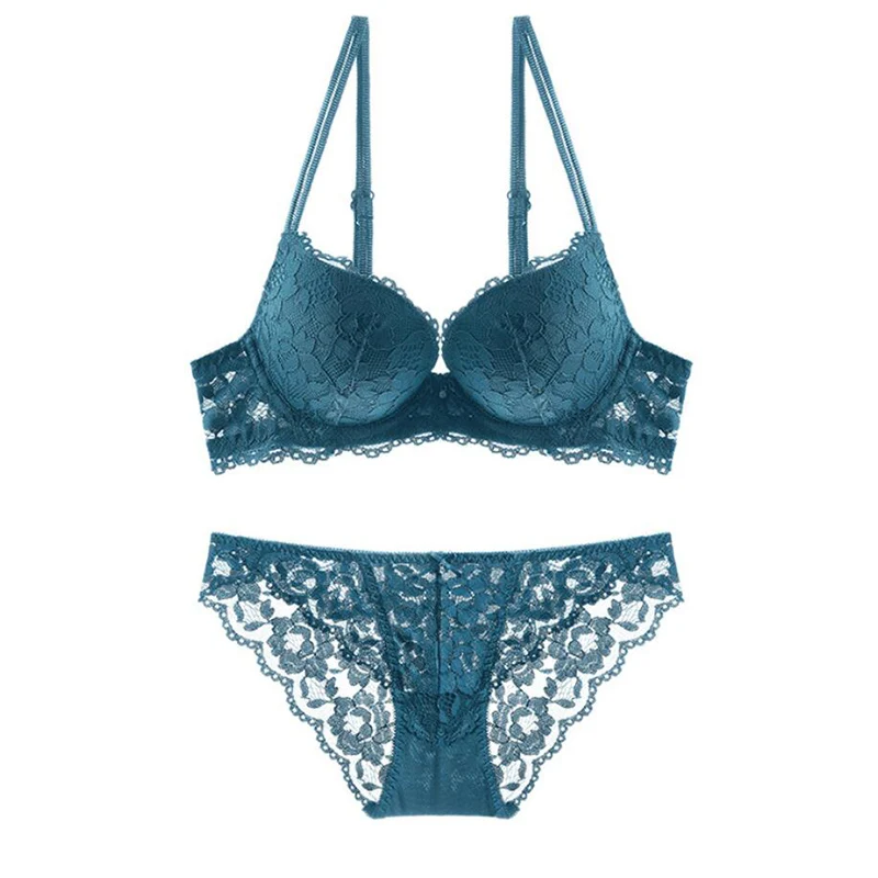 

Character feminine lace bow bra back buckle solid color rim underwear bra set