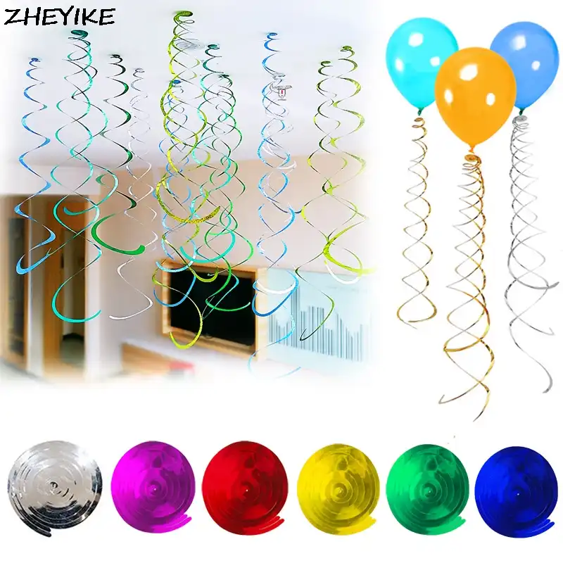 Flydream 6pcs Lot Metallic Ceiling Balloons Hanging Tinsel