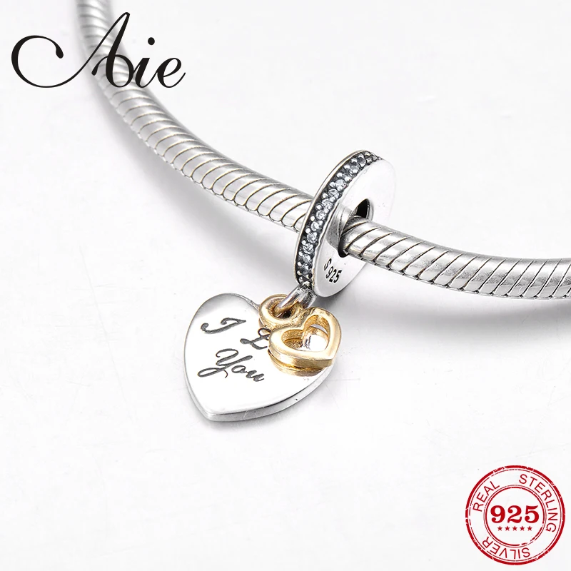 

Hot golden heart shape 925 Sterling Silver DIY gift fine Pendants Beads Fit Original Pandora Charm Bracelet Jewelry making
