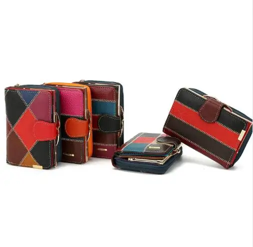 

2019 New Brand Design 100% Real Leather Wallets Women Zipper&Hasp Coin Purses Female Vintage Wallet Short Wallets