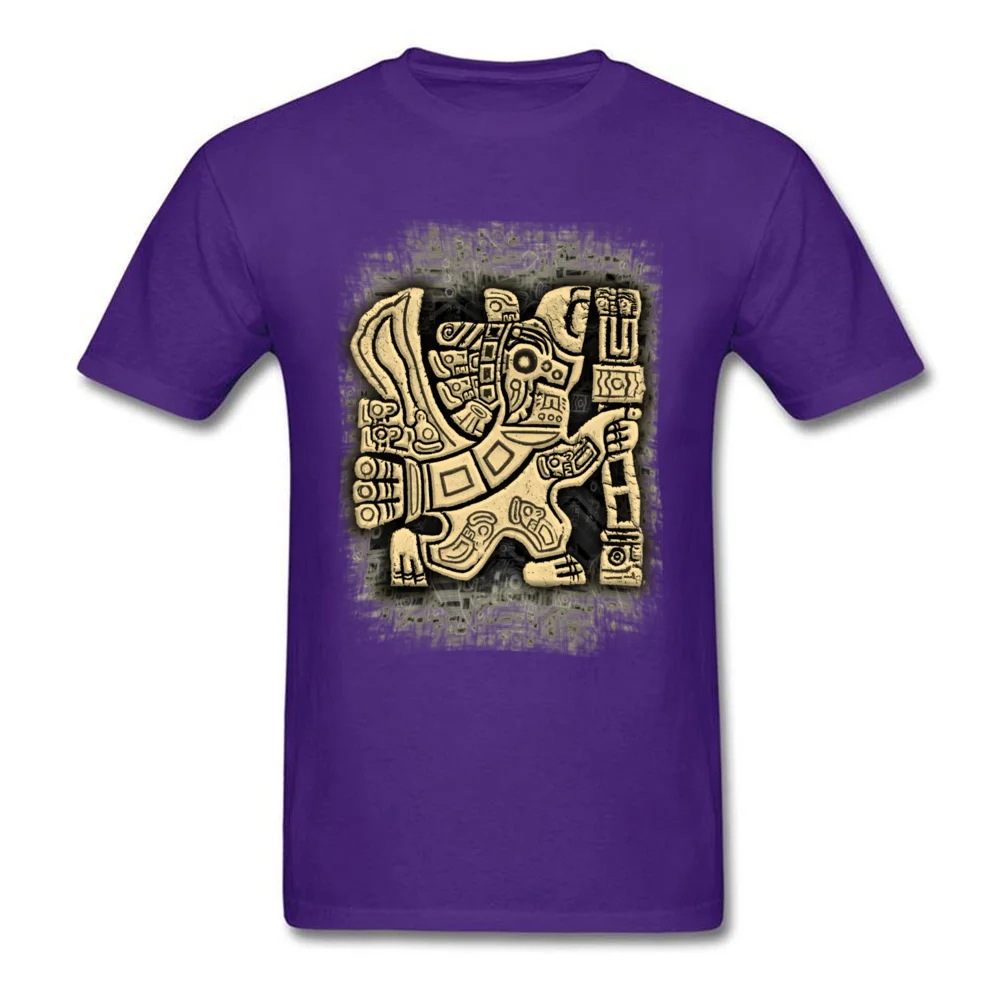 Family Aztec Eagle Warrior Crazy T Shirts Crew Neck Cotton Men Tops Shirts Short Sleeve Summer Fall Crazy Sweatshirts Aztec Eagle Warrior purple