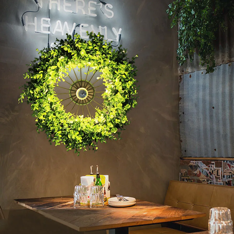 

Thrisdar Creative Personality Plant LED Wall Lamp Retro Industrial Restaurant Music Bar cafe Aisle Corridor Wheel LED Wall Light