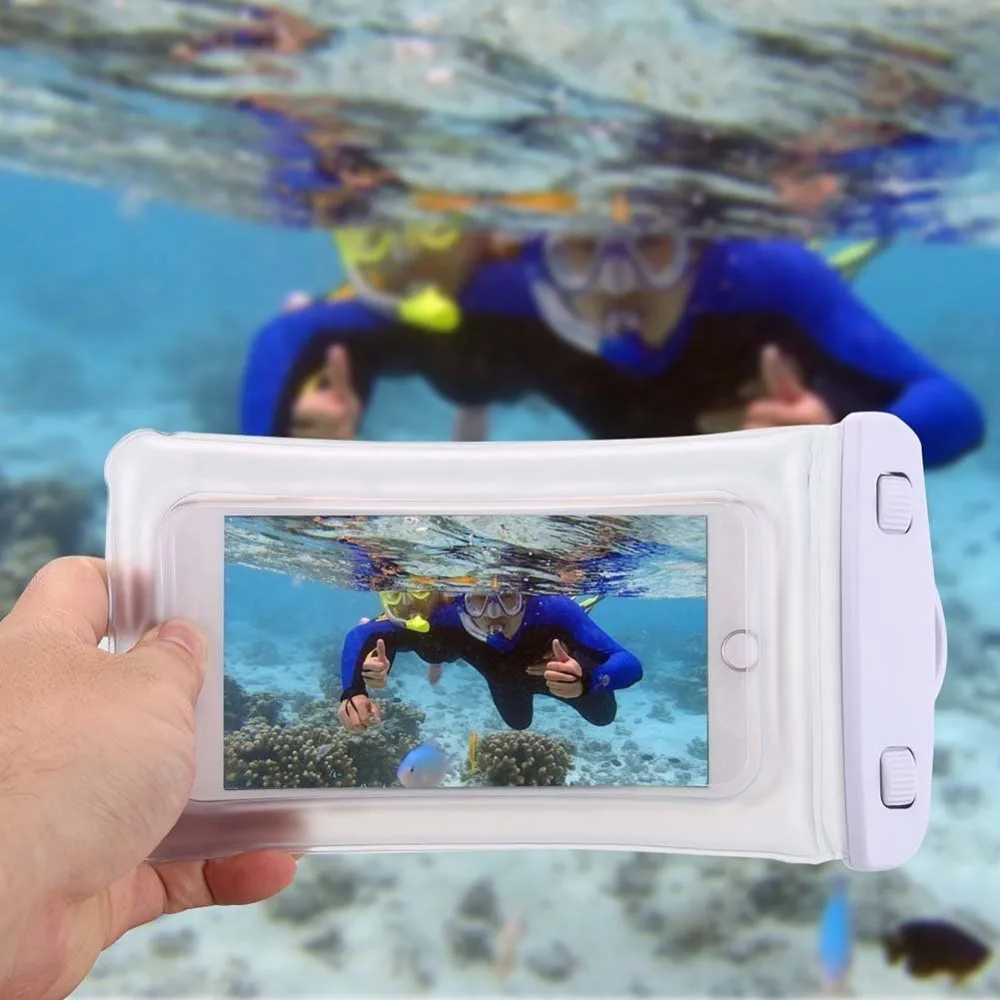 

Universal Waterproof Mobile Phone Case For iPhone 8 Samsung S9 Clear PVC Sealed Underwater Smart Phone Swimming Pouch Cover