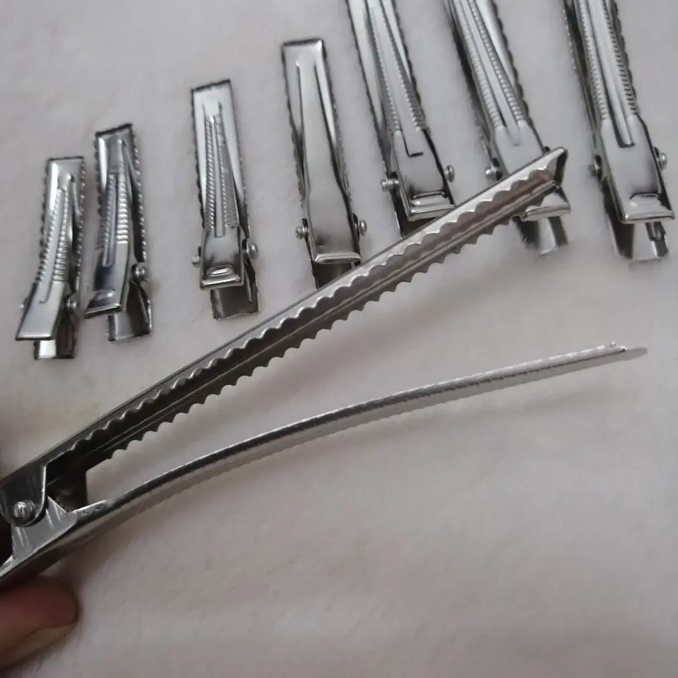 

Lowest price 50pcs 32/40/45/55/65 mm Silver/Black Hair Clip Accessories Girl Flat Metal Hair Alligator Clips DIY Jewelry Making