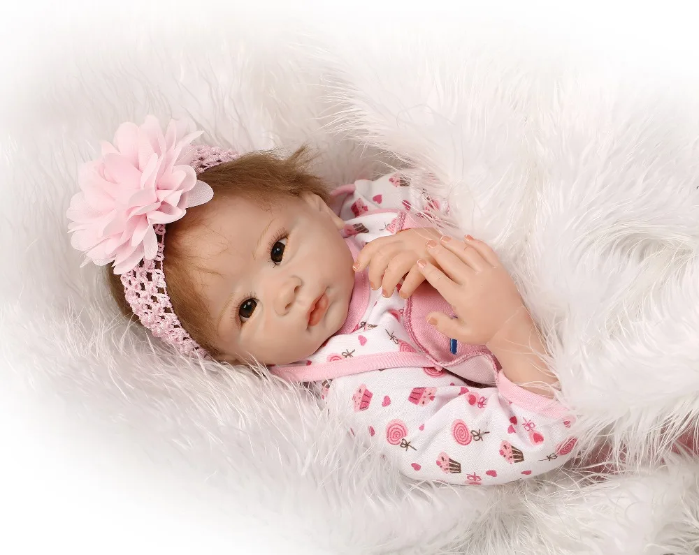 

55cm Baby smile Dolls Silicone Reborn Baby Doll Kid's Accompany Toys girl Toys Movie Photography Props