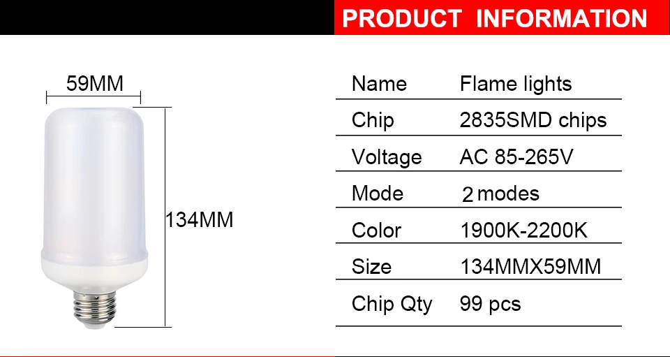 B22 E27 Led Flame Lamps E14 LED Flame Effect Light Bulb 110V 220V Flickering Emulation Fire Lights 5W Decorative Lamp (2)03