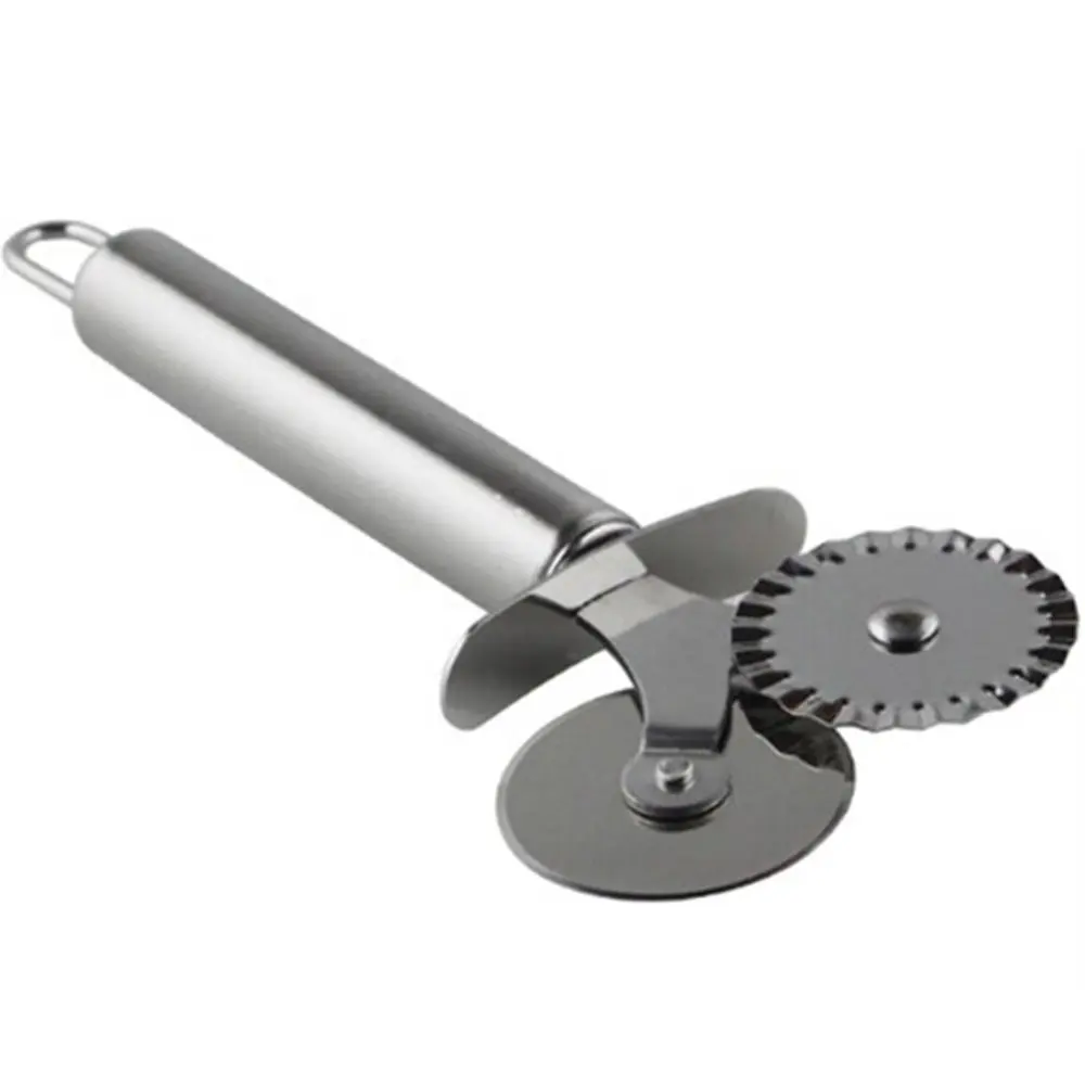 Stainless Steel Pizza Cutter Knife Cutter Pastry Pasta Dough Crimper