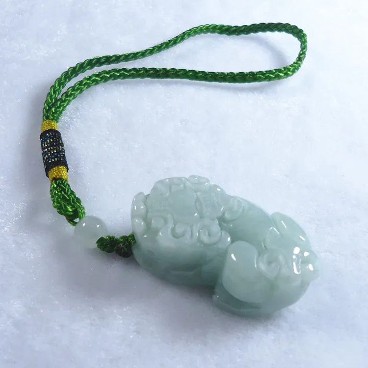

Natural Jadeite A Stone Pendant Handmade Weave Carved PIXIU Women Men's Gift Pendant Jades Jewelry Brave Pendant