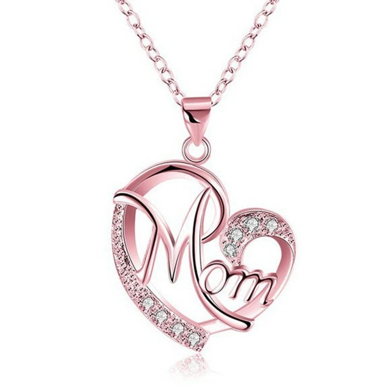 QCOOLJLY Love подарок для мамы мама посеребренное ожерелье ювелирные изделия подарок для мамы мама буквы сердце кулон ожерелье колье - Окраска металла: M36737