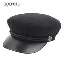 QDKPOTC, новинка, высокое качество, модные повседневные военные шапки, женские береты, Кепка для водителя грузовика, осенне-зимняя винтажная черная плоская кепка