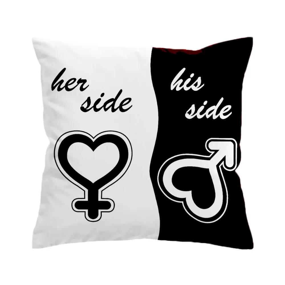 His &Amp; Her Side Cushion Covers Black And White