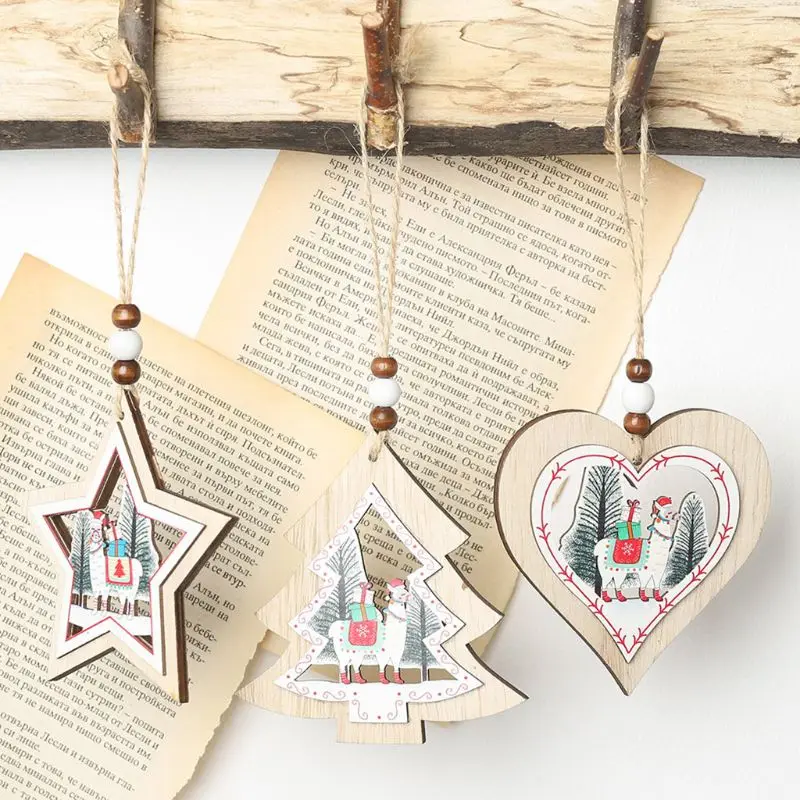 3 шт./компл. рождественские деревянные полые альпаки Висячие Pendan DIY Поделки