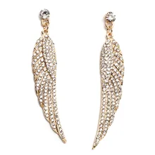 2 Цвета Новое поступление крыло блестящие Элегантные Длинные Кристалл Стад Серьги для женщин Нарядная, для девочек Заводская цена; fashionsnoops