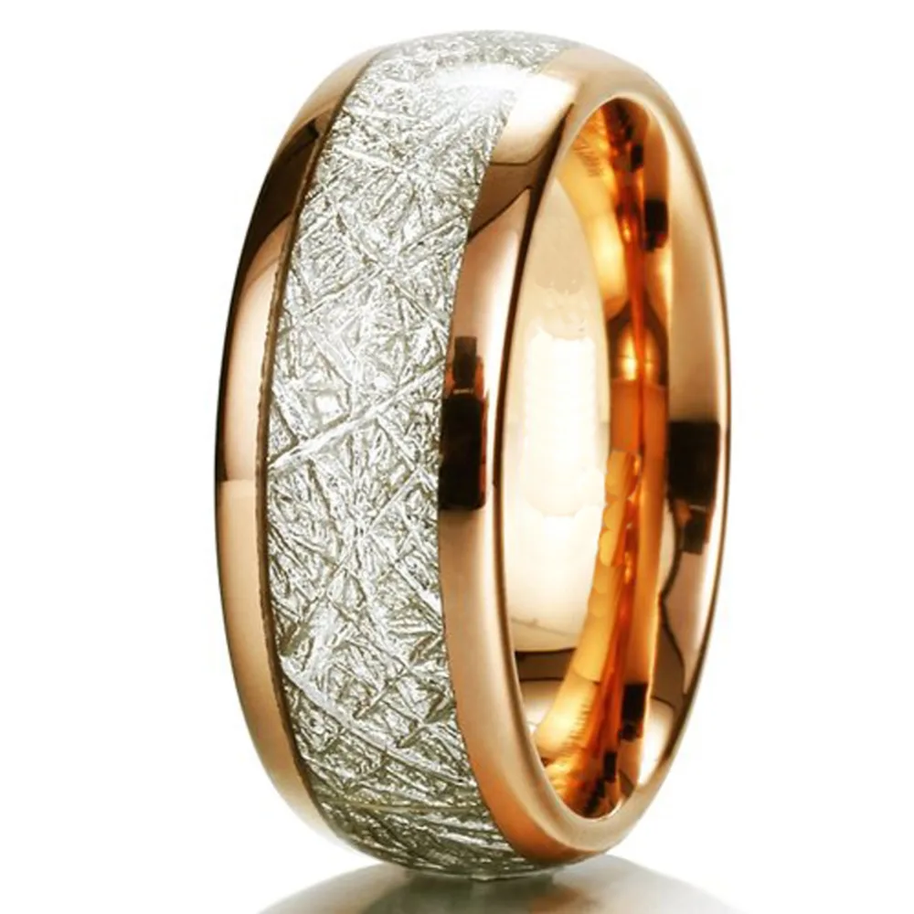 His & Hers Promised Meteorite Rings Rose Gold Silver Color Natural