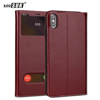 

Pure Yak Genuine Leather Cover For iPhone X XS Max Automatic Adsorption Flip Protective Case For iPhone X S Max Phone Bag Coque