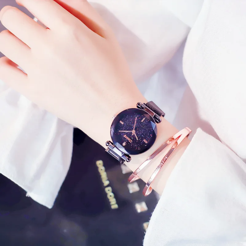 

Simple Stylish Women Watch Black Casual Minimalism Series Magnet Buckle Business Dress Watch for Female Party Star Girls Gift