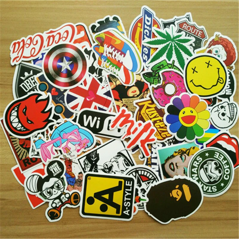 

50pcs / Lot Mobile Phone Sticker for Iphone 6 7 8 X Plus TCL HTC for Travel Box Skateboard Laptop Luggage Bomb Decal Pegatinas