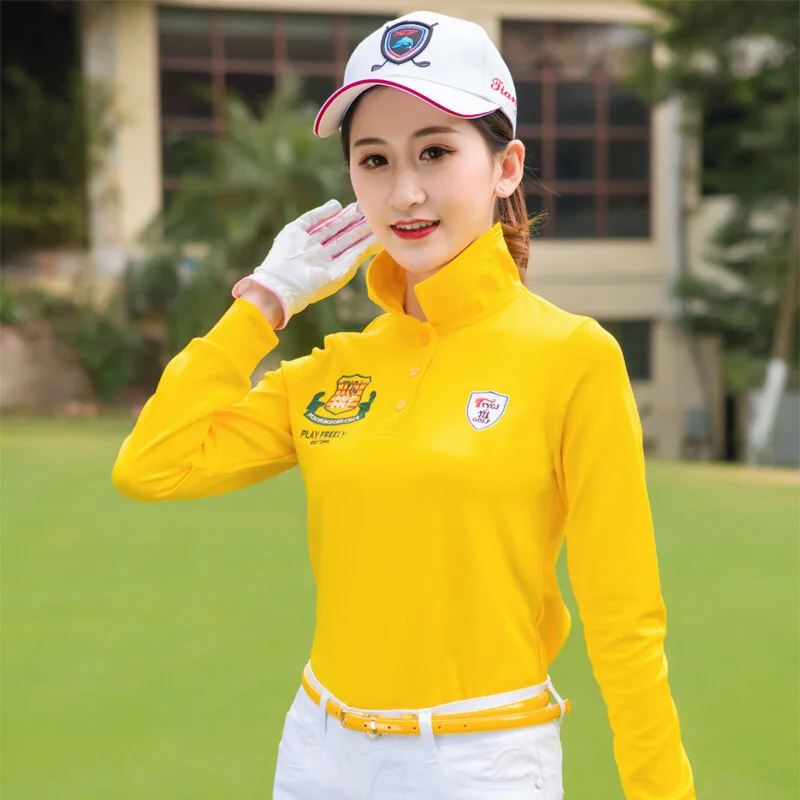 

2019 Womens Shirt Golf Clothing New Spring Summer Long Sleeve T-Shirt Lapel Outdoor Sports Clothes