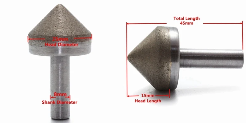 25 мм " дюймовый алмазный спекание роторный конус однотипные Угловые сверла фаска отверстие для стекла шлифовальные точки зернистость 150