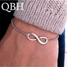 L040, producto en oferta, minimalista, Punk, joyería vintage, amuleto de moda, infinito, 8 pulseras para mujer, regalo para hombres, cadena, brazaletes pequeños, joyería barata