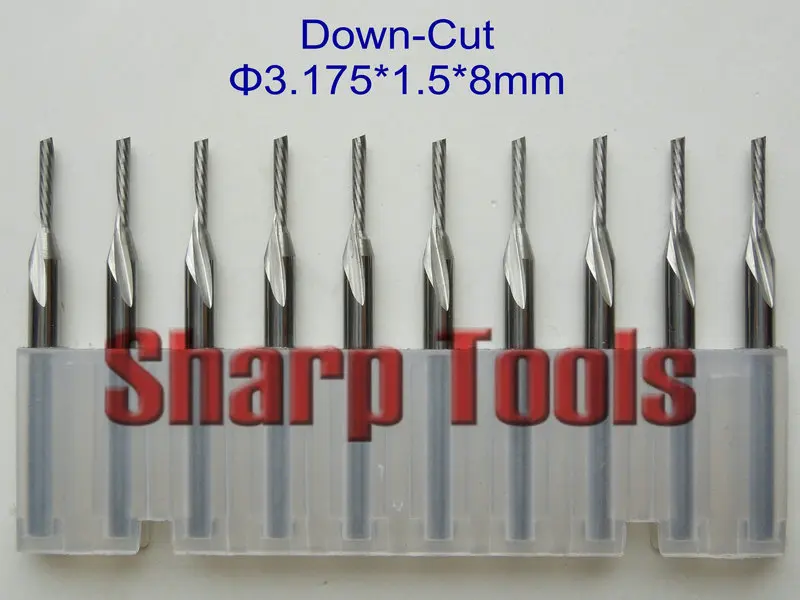 

FreeShip DOWN CUTTER 3.175x1.5x8MM Single Flute End Mills Carbide Tungsten CNC Wood Cutter, Acrylic Router Bits Milling Cutter