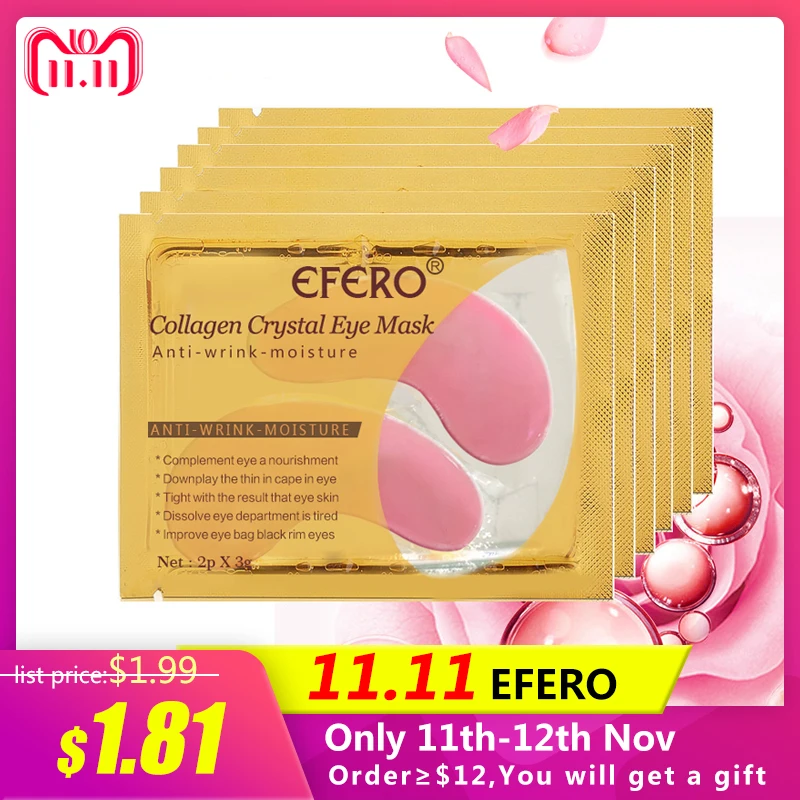EFERO 8Pair=16pc Collagen Eye Mask Anti Aging Eye Patches Moisturizing Anti-puffiness Dark Circle Removal Repair Eye Cream Serum EFERO 8Pair=16pc Collagen Eye Mask Anti Aging Eye Patches Moisturizing Anti-puffiness Dark Circle Removal Repair Eye Cream Serum