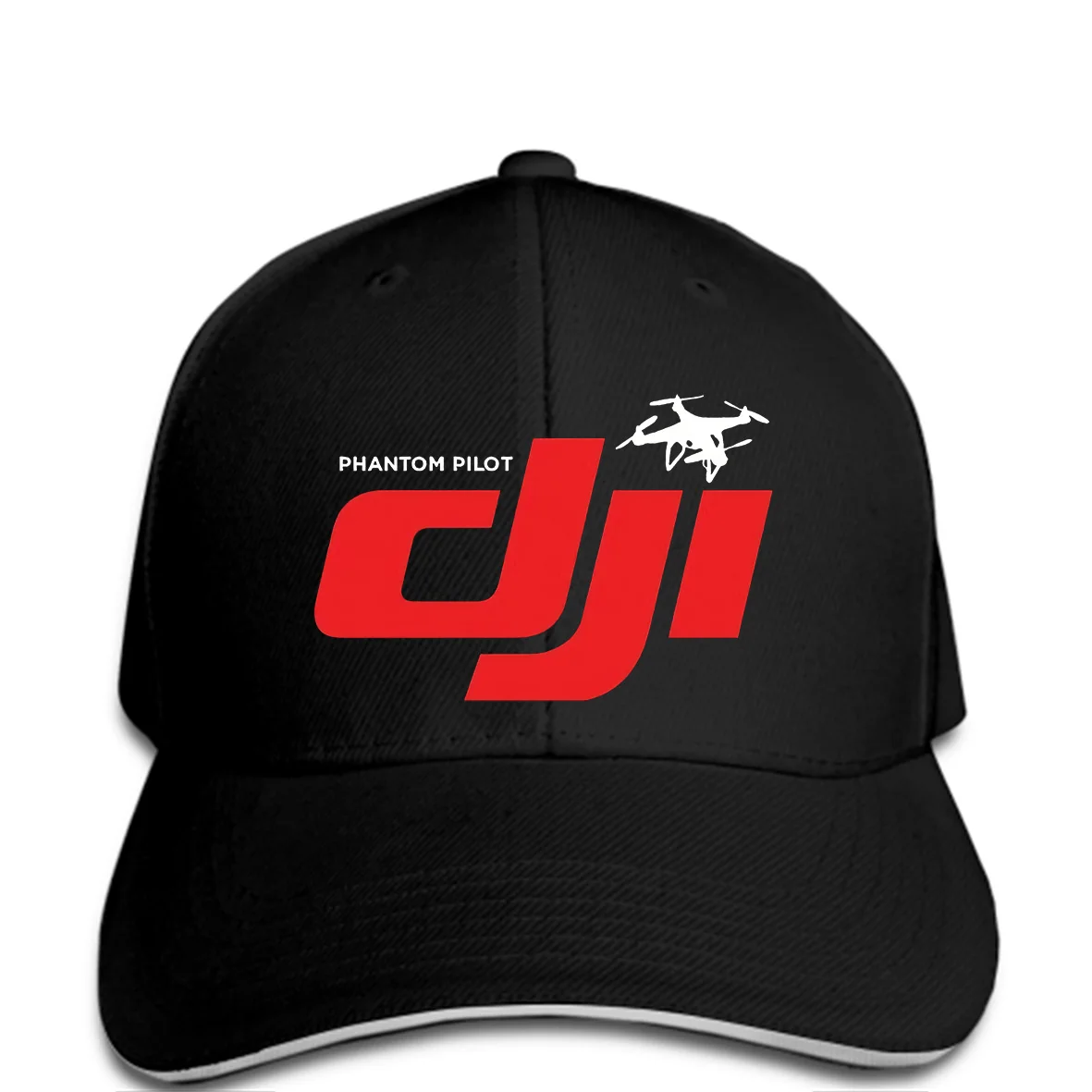 

Round Collar snapbacks New Print Man Fashion DJI PHANTOM PILOT Logo Custom Hat For men Black