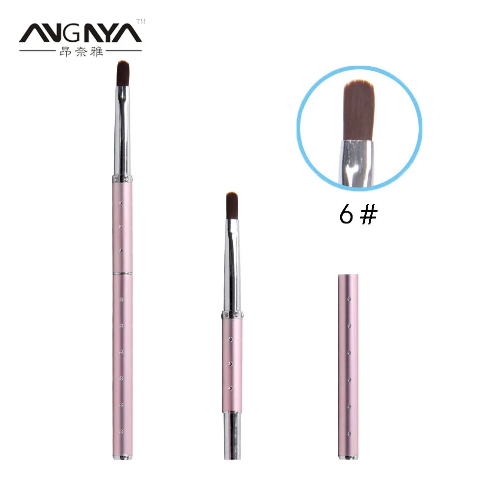 

ANGNYA 1PC Hot Sale Nail Art Brush White Rhinestone Crystal Nail Brush Nail UV Gel Brush 6#/Oval Nail Beauty Tool A031