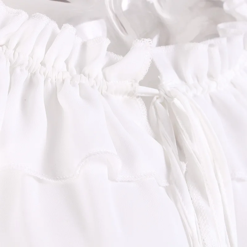 Sweet Women Casual Chiffon Blouse Shoulder off tops White Ruffles Chiffon clothes 2018 Summer Beach Blouse Outfit S-XL (8)