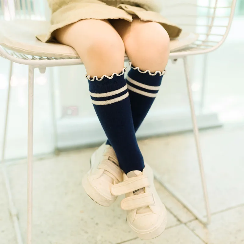 Детские носки весенне-летние полосатые носки с ворсом гольфы детские гетры для мальчиков и девочек от 0 до 6 лет