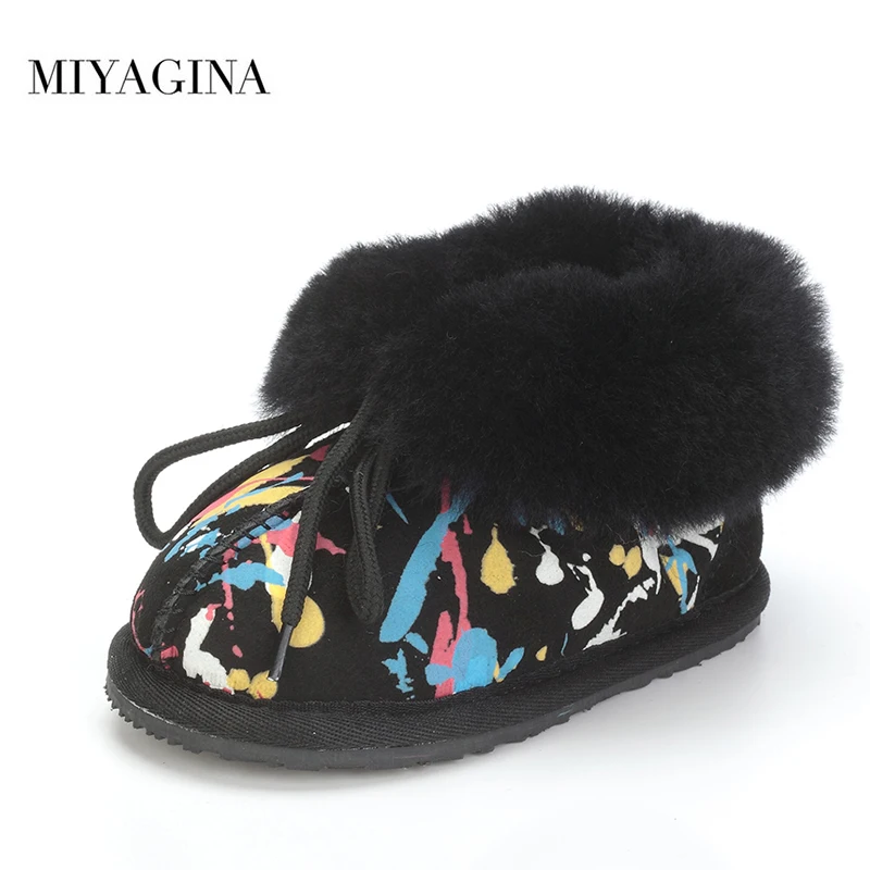 

Top Quality New Fashion Kids Boys Natural Fur Baby Snow Boots Genuine Sheepskin Leather Boots Girls Real Wool Ankle Shoes