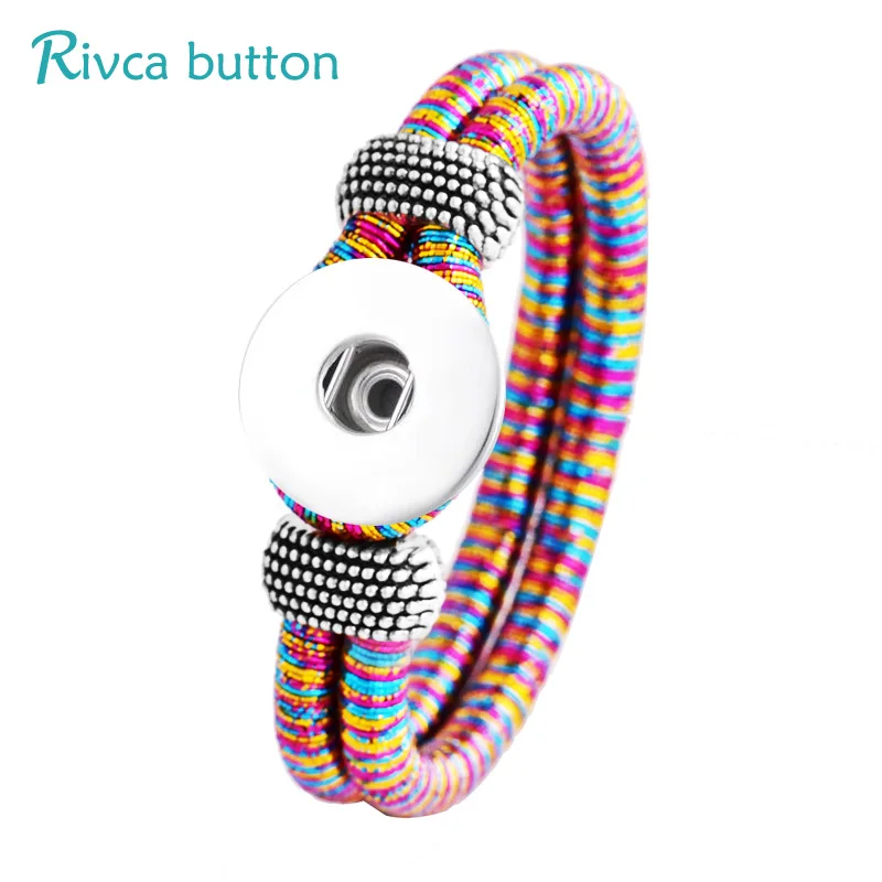 

10 colors newest Rivca Snap Button Jewelry Bracelets Fit 18mm DIY Snap Button Metal Beads Charms Bracelets For Women P01543
