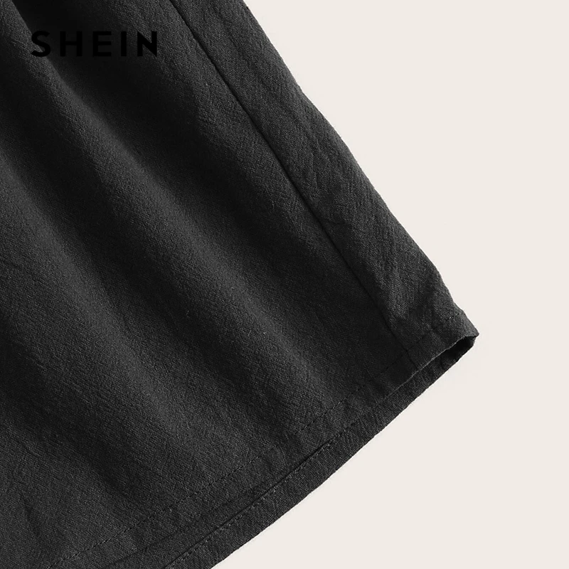 Женские свободные шорты SHEIN повседневные однотонные черного армейского зеленого